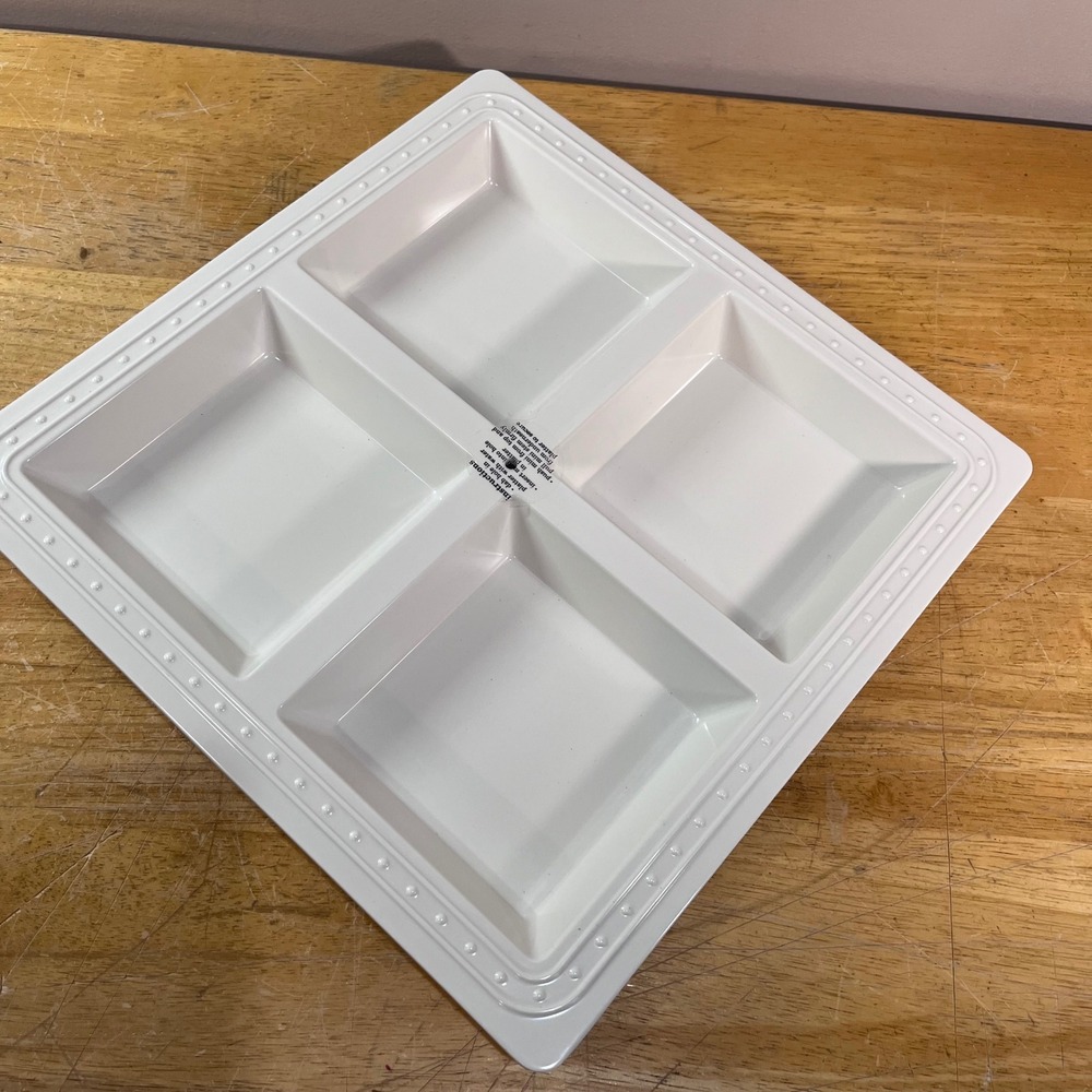 Nora Fleming White Melamine 4 Section Square Pearl Platter Serving Dish 13"